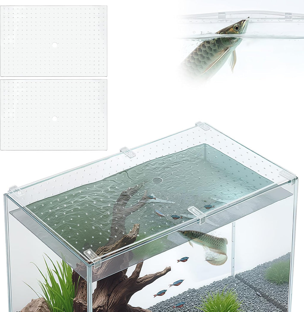 2 Pcs Aquarium Acrylic Fish Tank Lid Covers for 70/75/90/110 Gallon, 48 X18 Glass Cuttable Canopy Top Net, Anti-Jump