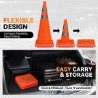 28" Collapsible Traffic Safety Cones, 2-Pack Reflective Orange | Heavy-Duty PVC, Weighted Base for Stability