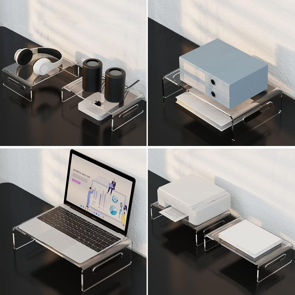 2 Pack Monitor Stand Riser, Acrylic Monitor Stand for Computer, Laptop, Printer, Notebook, Premium Clear Laptop Stand