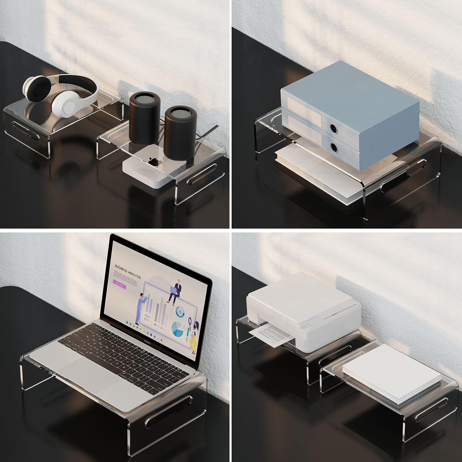 2 Pack Monitor Stand Riser, Acrylic Monitor Stand for Computer, Laptop, Printer, Notebook, Premium Clear Laptop Stand