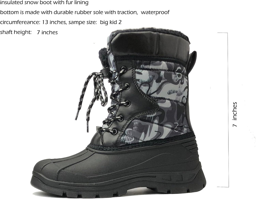 Unisex Snow Boots Slip-Resistant Waterpoof Winter Fashion Shoe (Toddler/Little Kid/Big Kid)