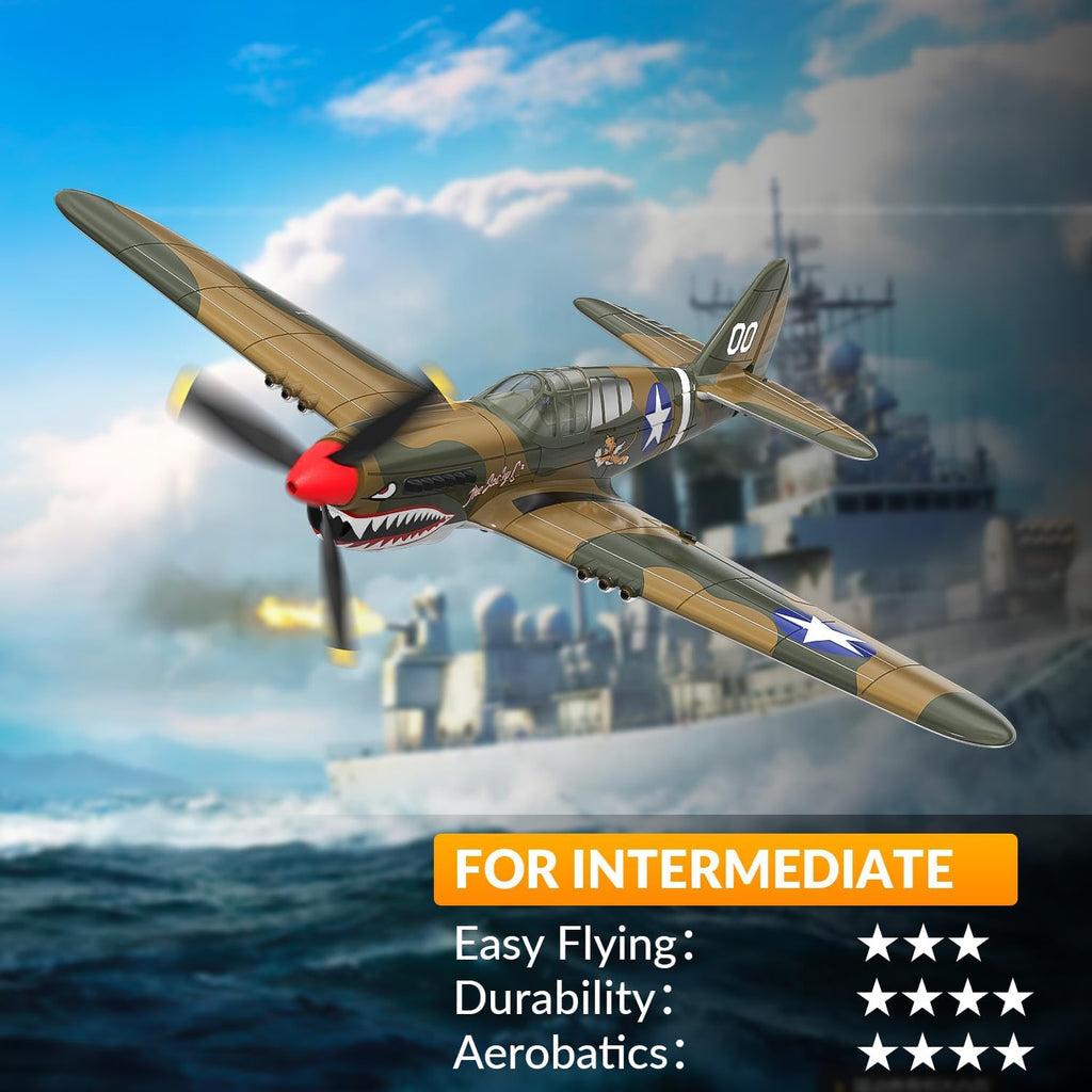 RC Plane, 4CH Remote Control Airplane for Beginners & Adults | P-40 Warhawk RTF, Xpilot Stabilization System, 6-Axis