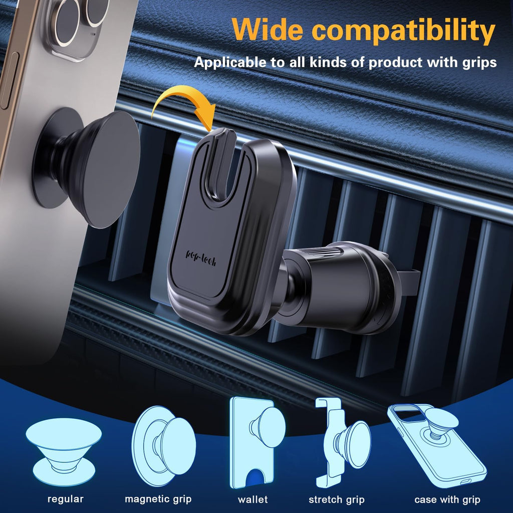 Car Vent Phone Mount for Thick Socket Grip, Air Vent Clip Phone Holder Compatible with Magsafe Wallet Black & iPhone