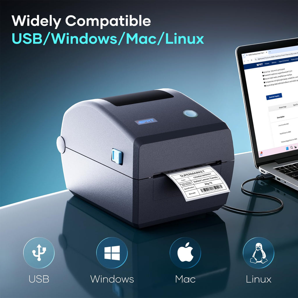 iD880 Industrial Thermal Label Printer - 4x6 Shipping Printer USB