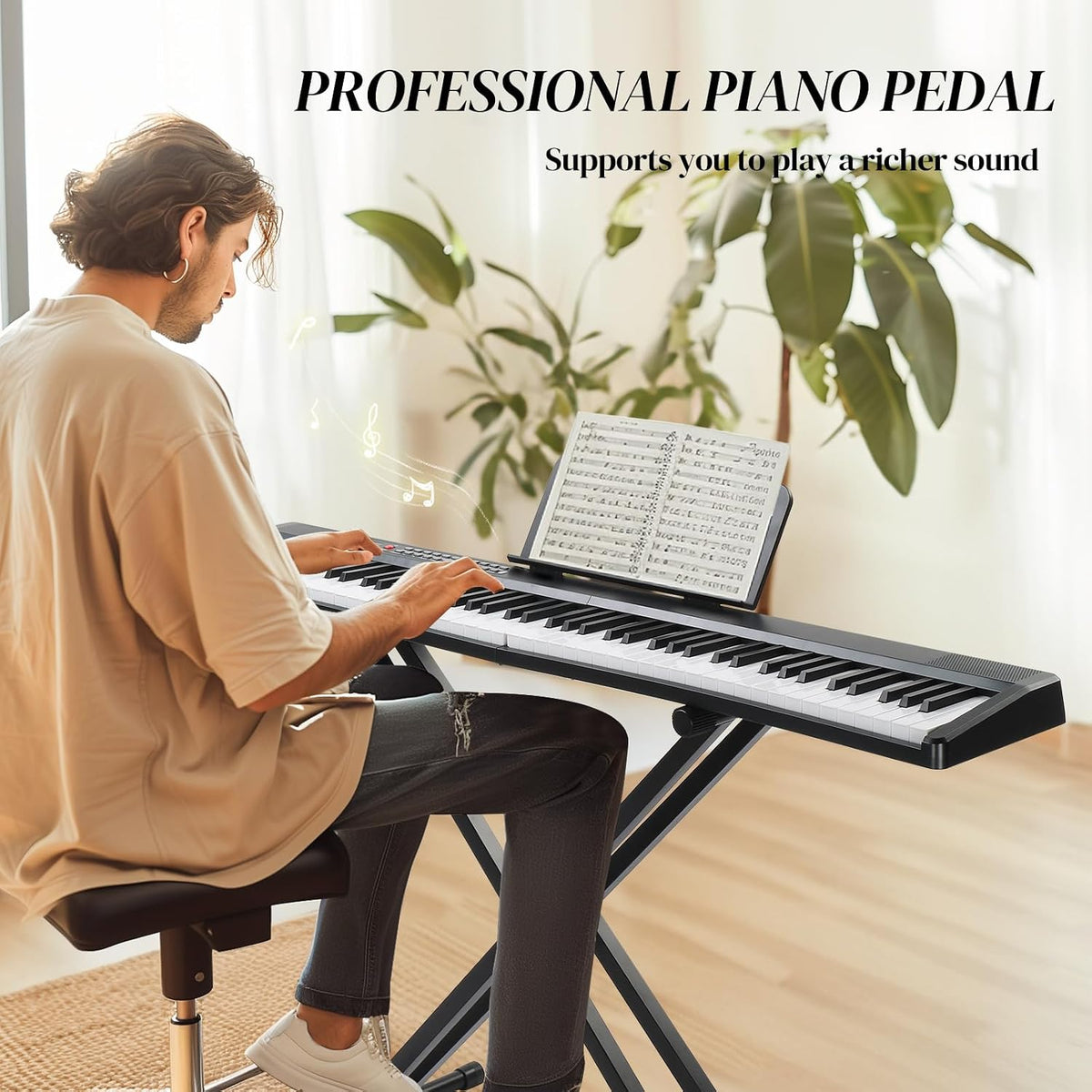 Foldable Piano Keyboard 88 Key Electronic Keyboard Piano (Black) | Full Equipment for Beginners with A Portable Bag