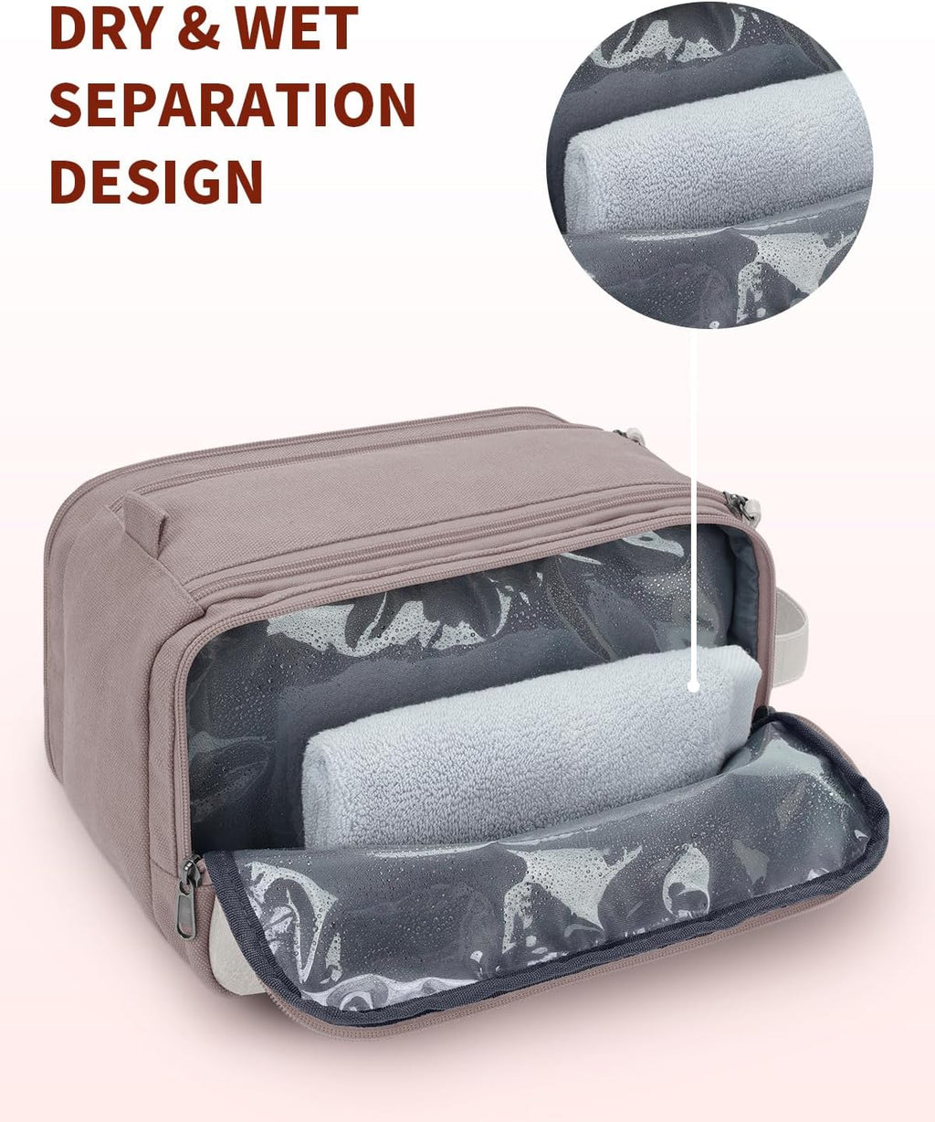 Toiletry Bag for Men Travel Toiletry Organizer Canvas and Leather Dopp Kit Water-Resistant Shaving Bag for Travel