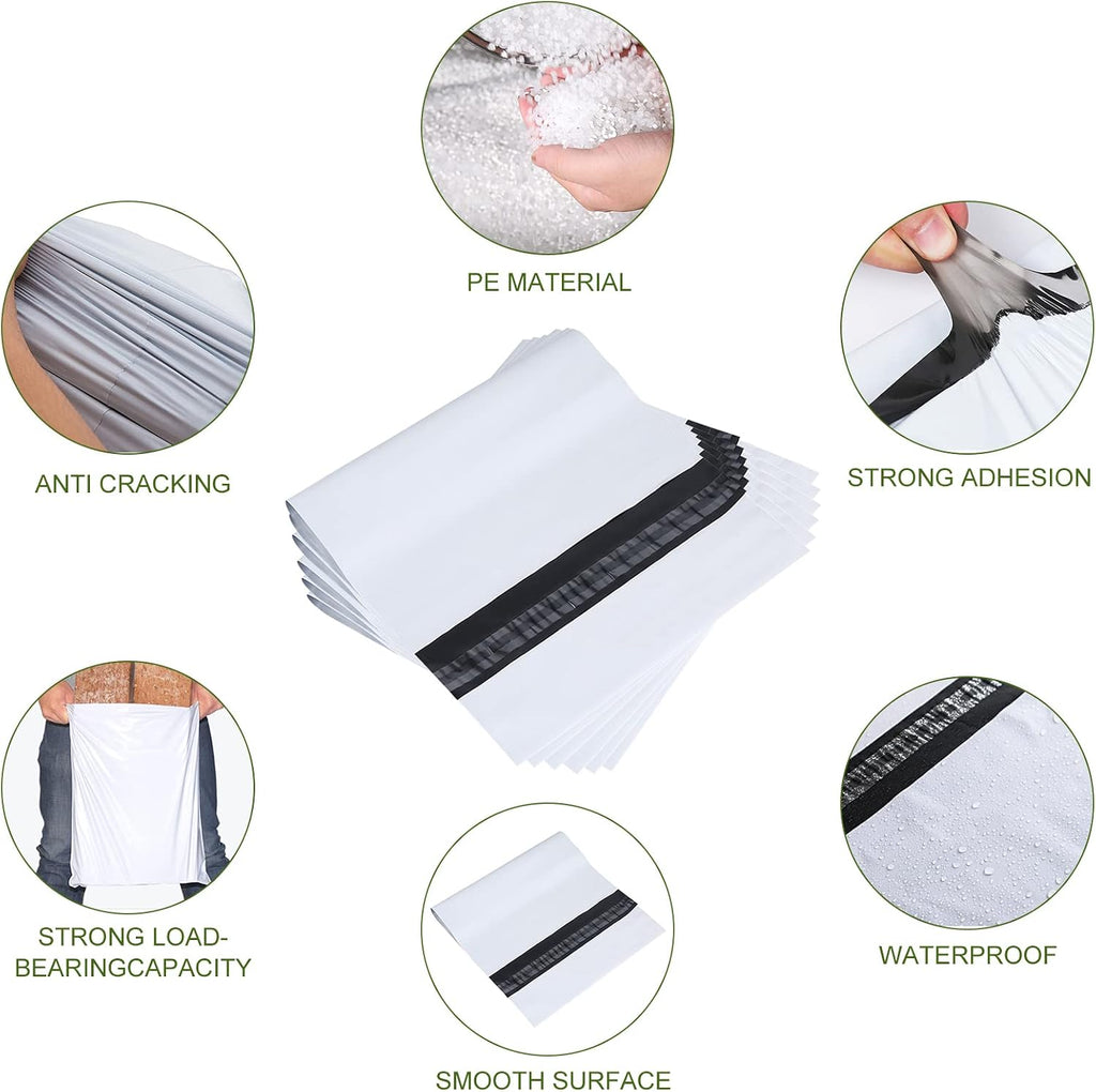 200pcs 14.5x19 Poly Mailers 2.5 Mil Envelopes Shipping Bags With Self Sealing Stripe,White Poly Mailers