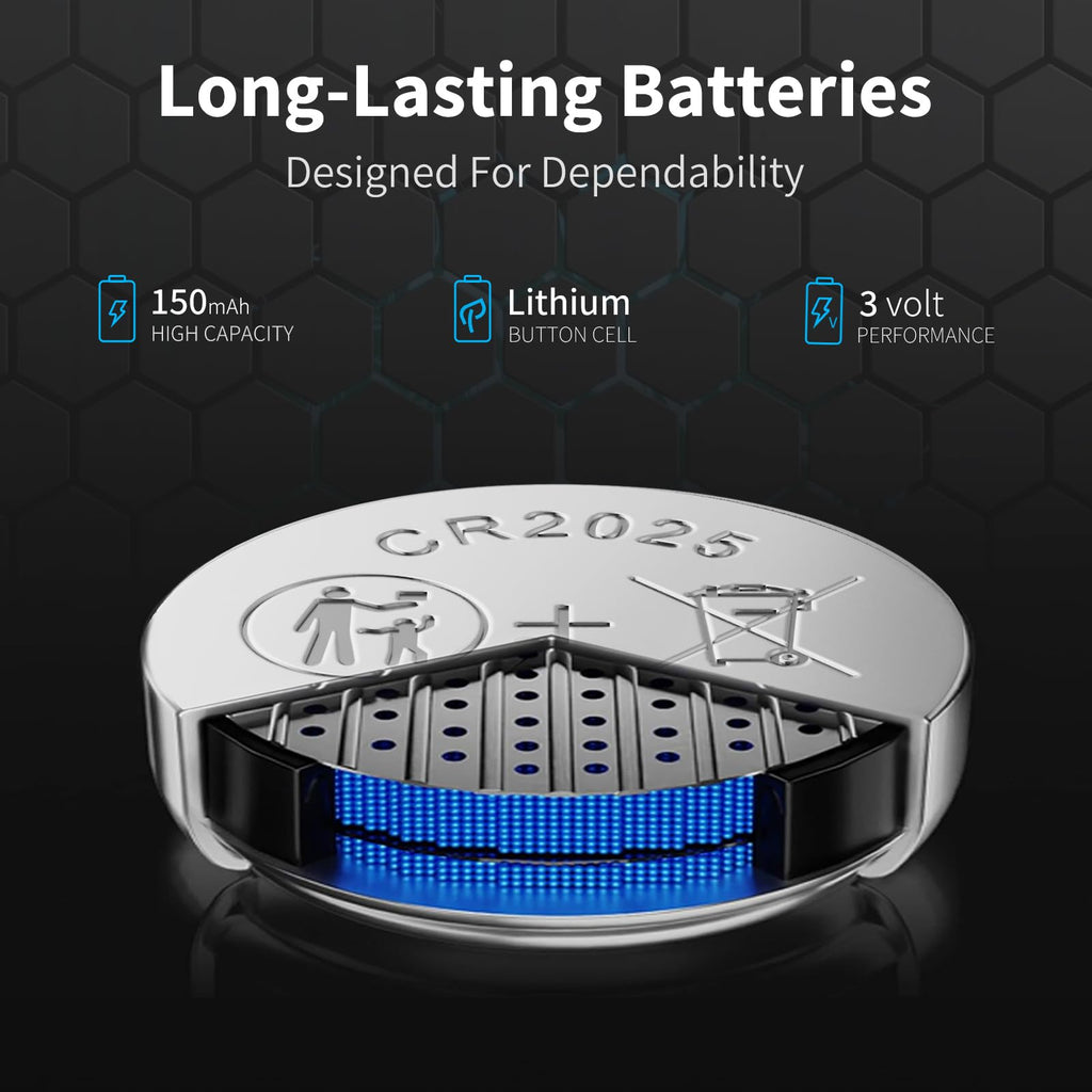 Cr2025 3V Lithium Battery 48 Pack, High Capacity 2025 Batteries for Key fobs, Remote Controls