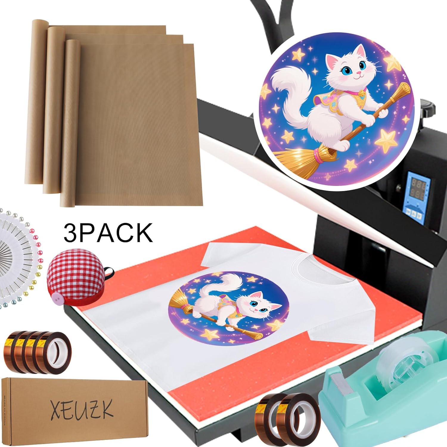 Sublimation Shirts Tool Kits With 8 T Shirt rulers, 3Pack Teflon Sheet for Heat Press 12*16in, Heat Resistant Gloves