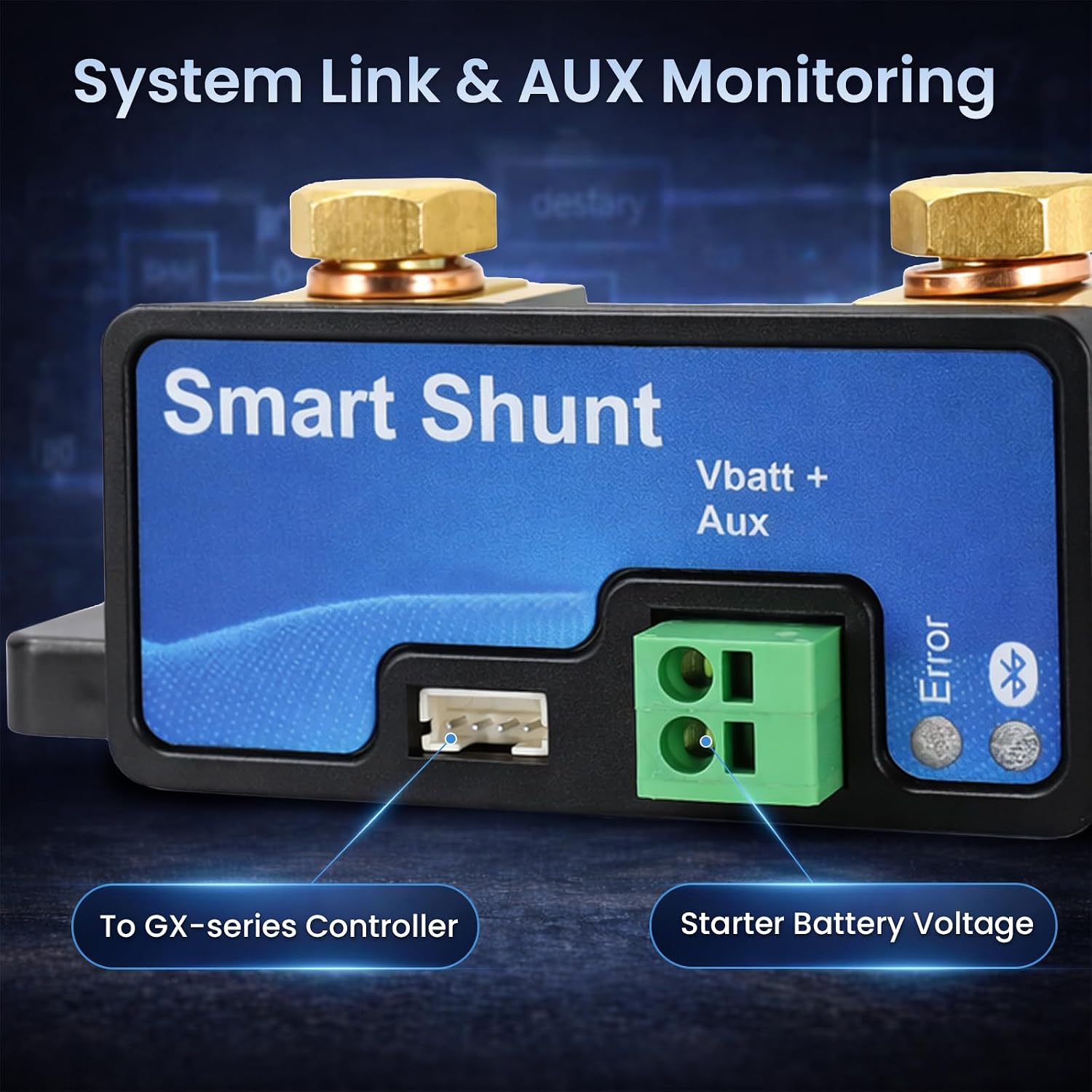 500A Bluetooth Battery Monitor Shunt, 6.5V-70V Intelligent Current Sensor | Fit for LiFePO4 Lead-Acid, 12V 24V 48V