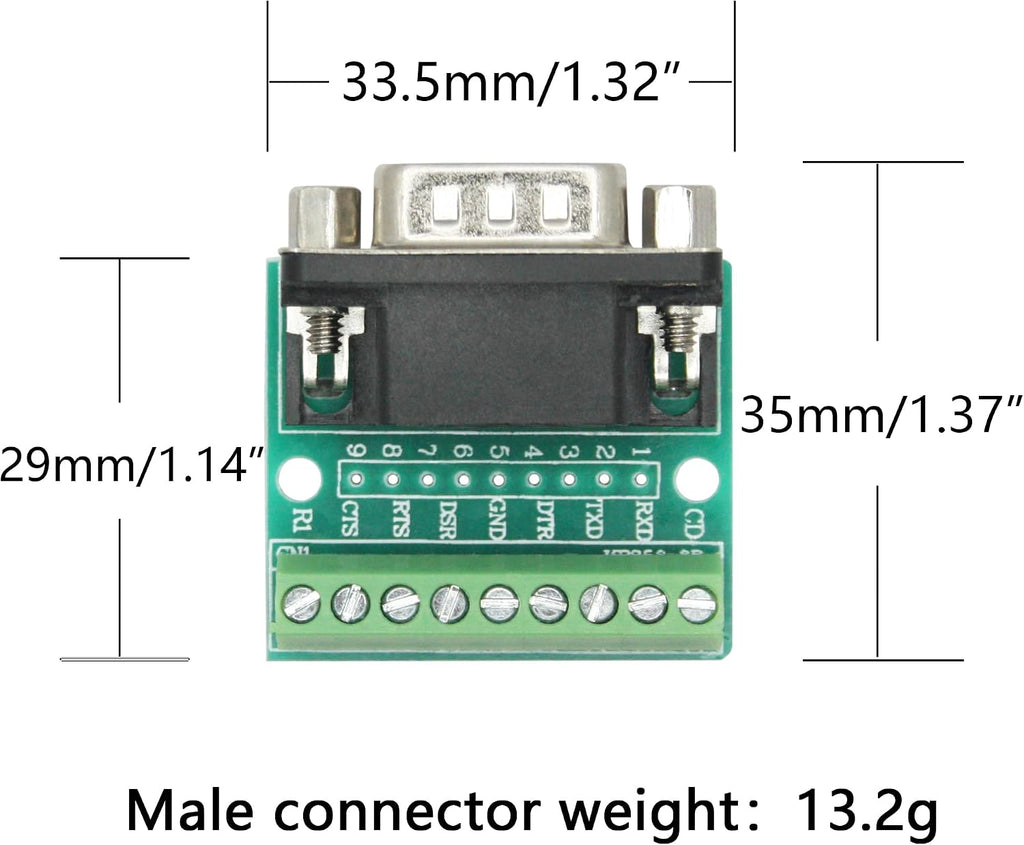 3-Pack DB9 Male Screw Terminal Adapter, D-SUB 9pin Breakout Plate Connector