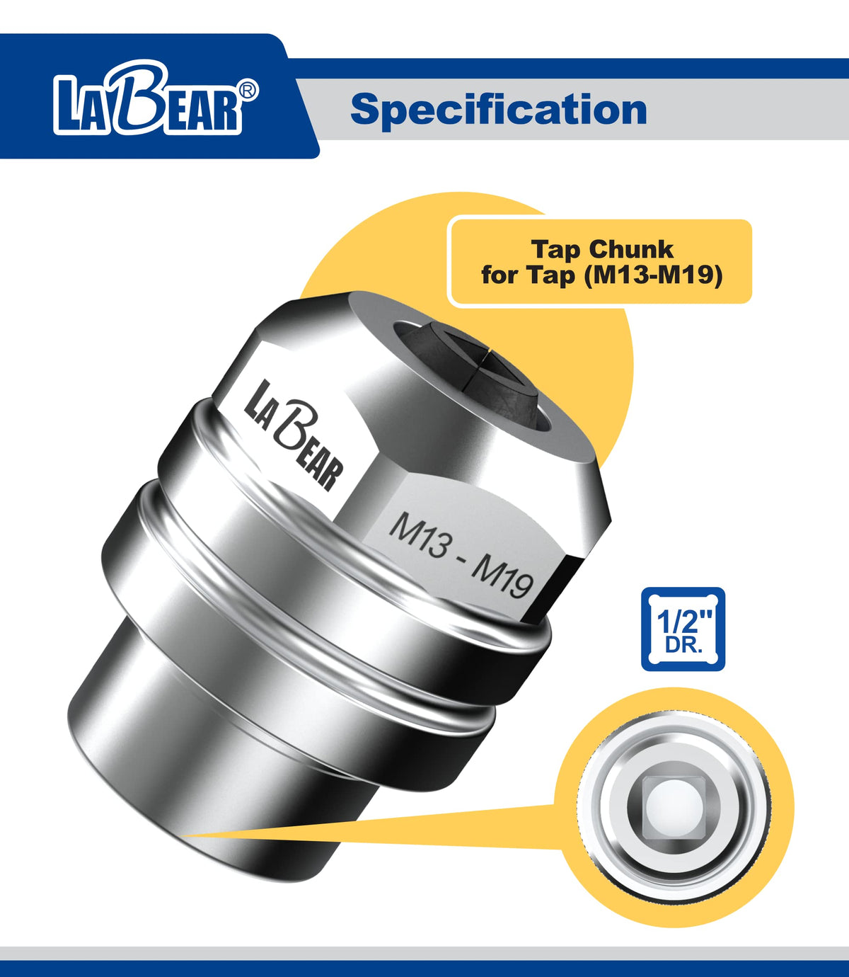 1/2-Inch Drive Adjustable Tap Chuck Adapter Socket, M13-M19
