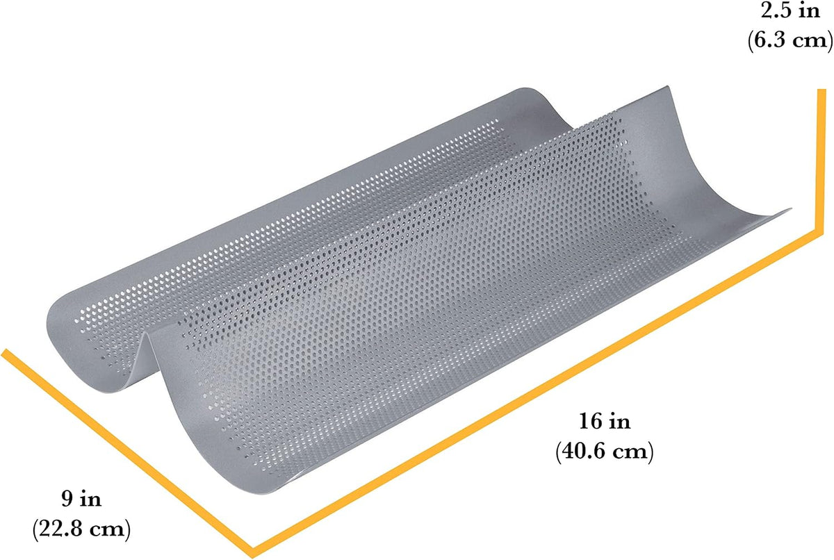 Commercial II Non-Stick Perforated French Bread Pan, Perfect for creating a crisp, golden-brown crust