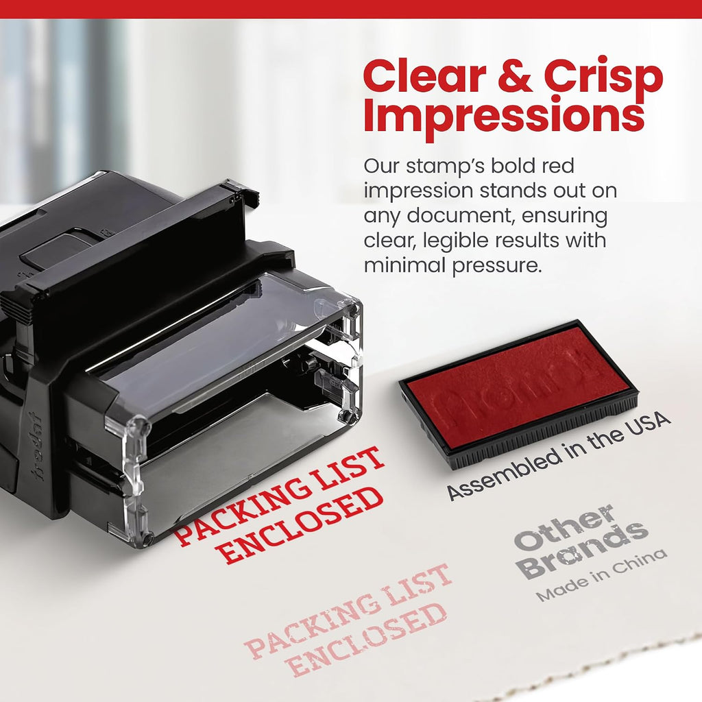 Packing List Enclosed - Self-Inking Rubber Stamp - Red Ink