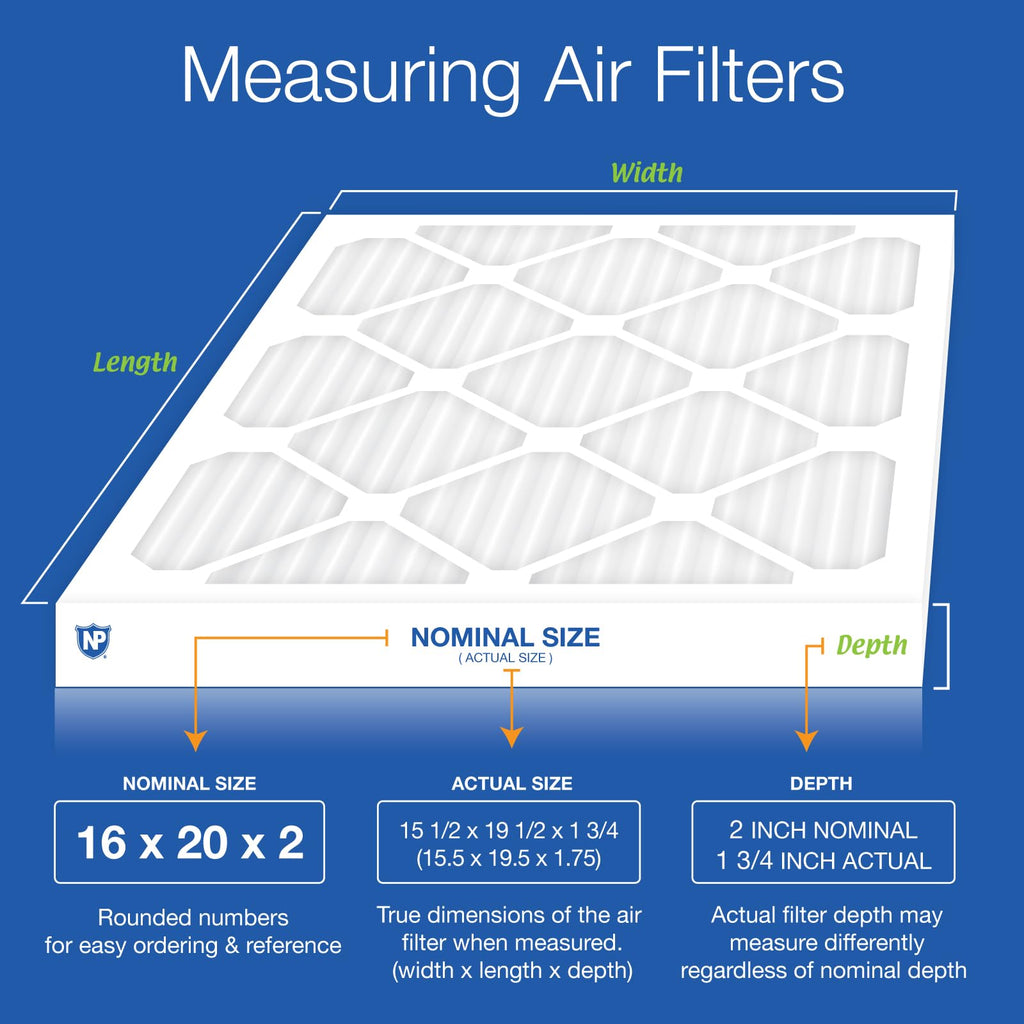 16x20x2 Pleated MERV 8 Air Filters 12 Pack