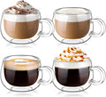 Espresso Cup Set of 4, 4 Oz Double Walled Glass Espresso Coffee Cup