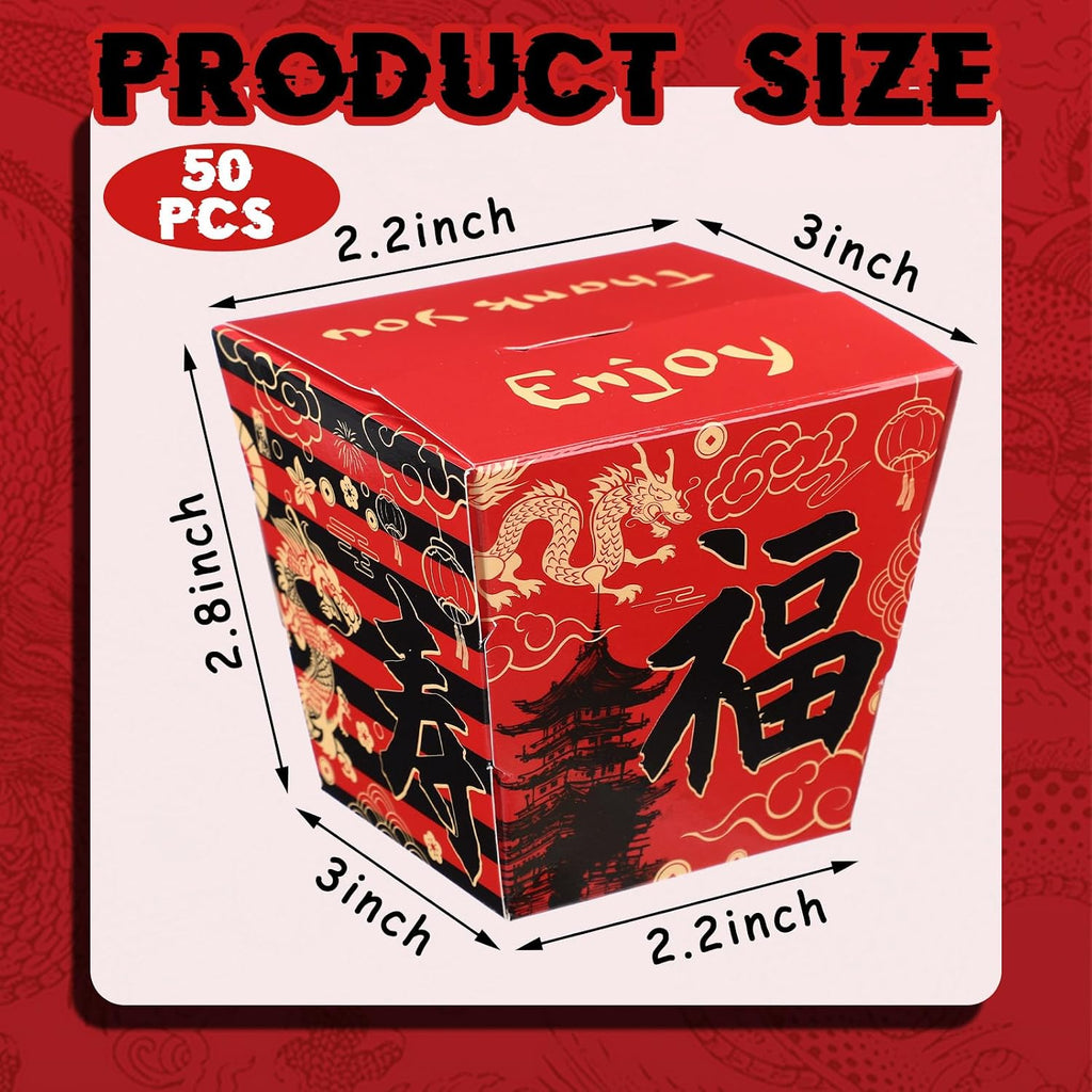 50 Pcs 8 oz Chinese Take out Boxes Paper Food Containers