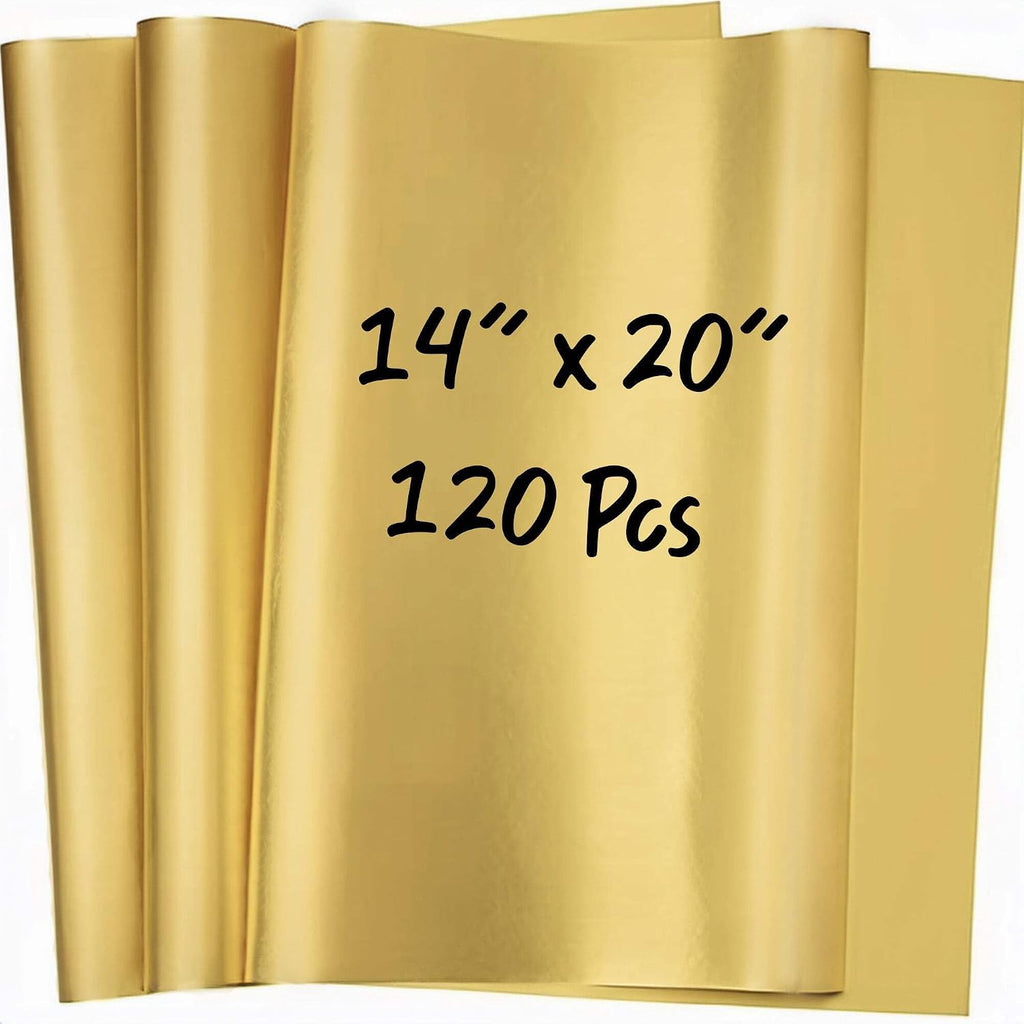 120 Sheets Metallic Gold Tissue Paper for Gift Bags 14"x20"