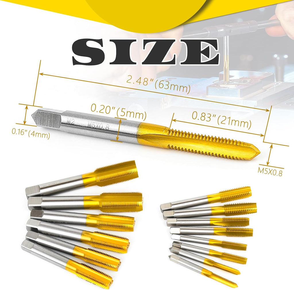 2Pcs M5 x 0.8 Thread Tap Set for Metal,Taper and Bottom Threading Hand Tap