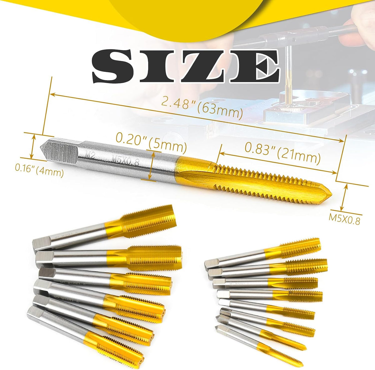 2Pcs M5 x 0.8 Thread Tap Set for Metal,Taper and Bottom Threading Hand Tap