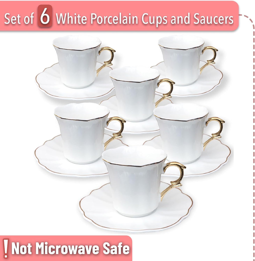 BTaT- Porcelain Espresso Cups Set, 3 oz, 6 Set, Small Coffee Mugs