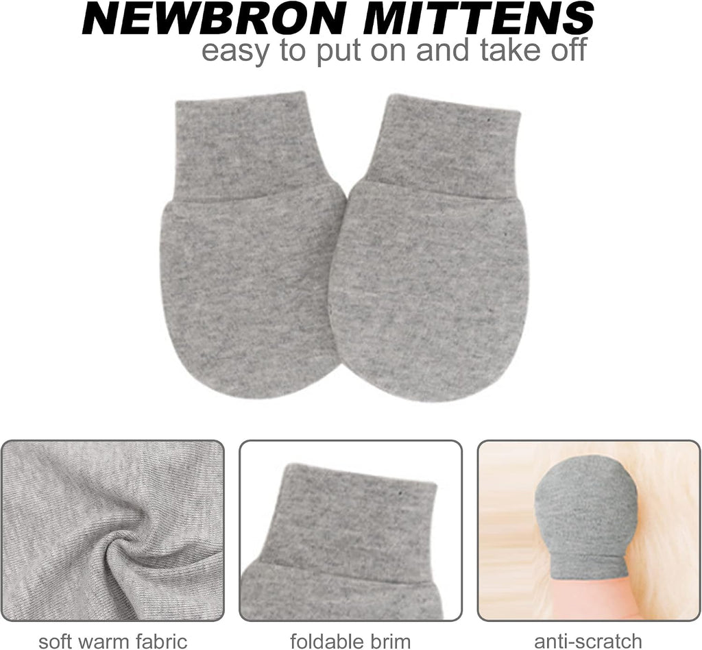 Newborn Hats and Mittens Set Infant Beanie Baby Hat Kint Cotton Hostipal Hats Gloves Mittens for Boys Girls