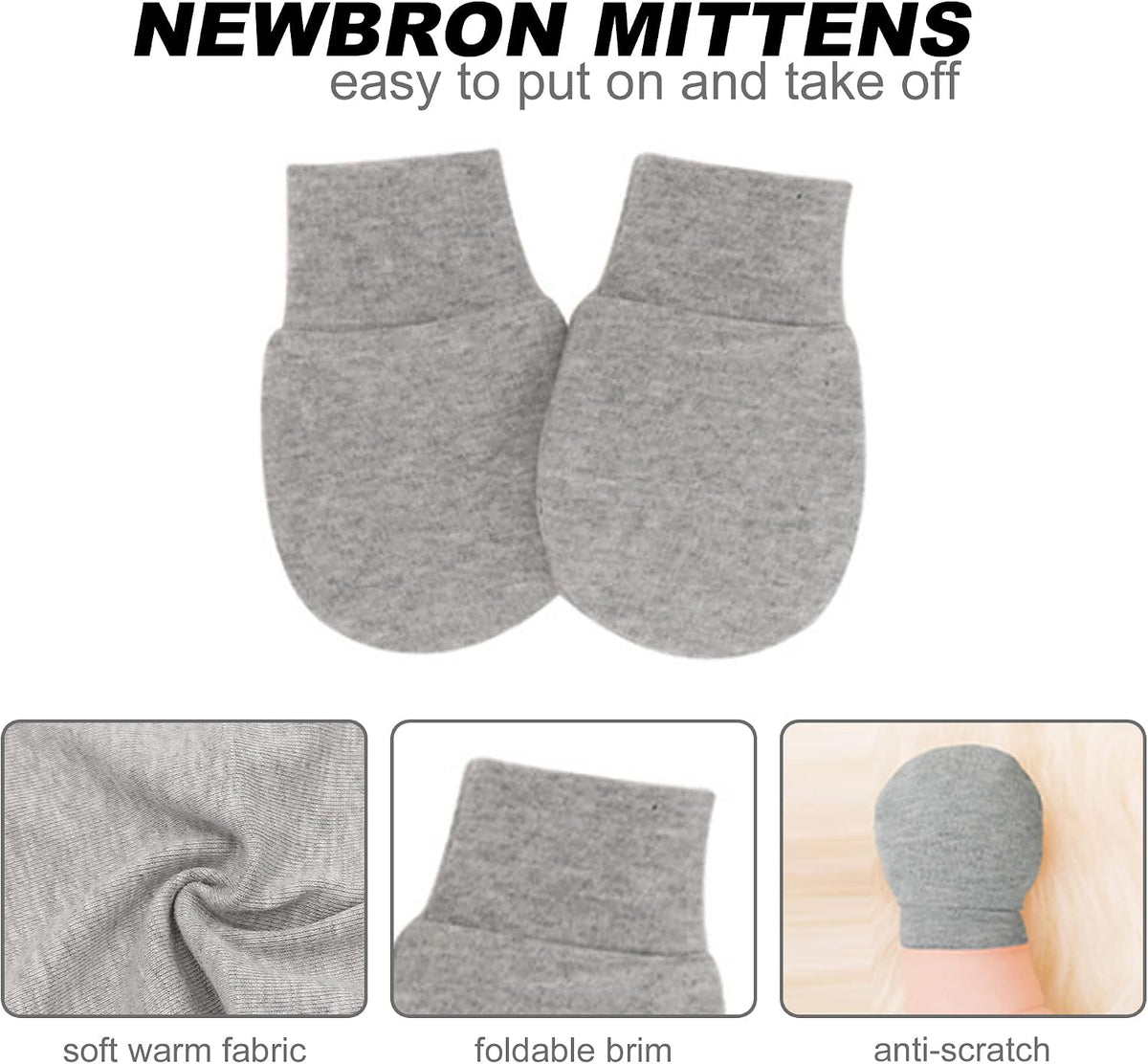 Newborn Hats and Mittens Set Infant Beanie Baby Hat Kint Cotton Hostipal Hats Gloves Mittens for Boys Girls