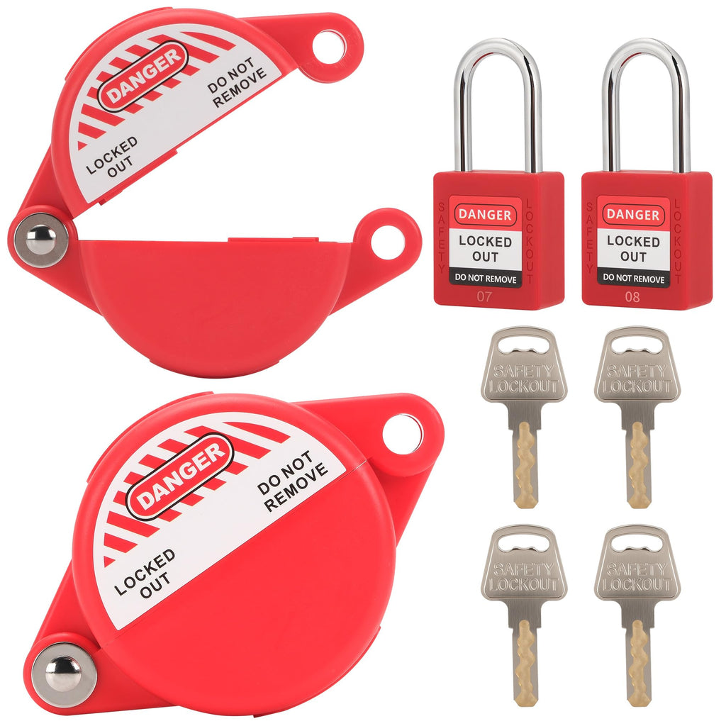 Gate Valve Lockout with Safety Padlock, Hose Bib Lock 2 Pack