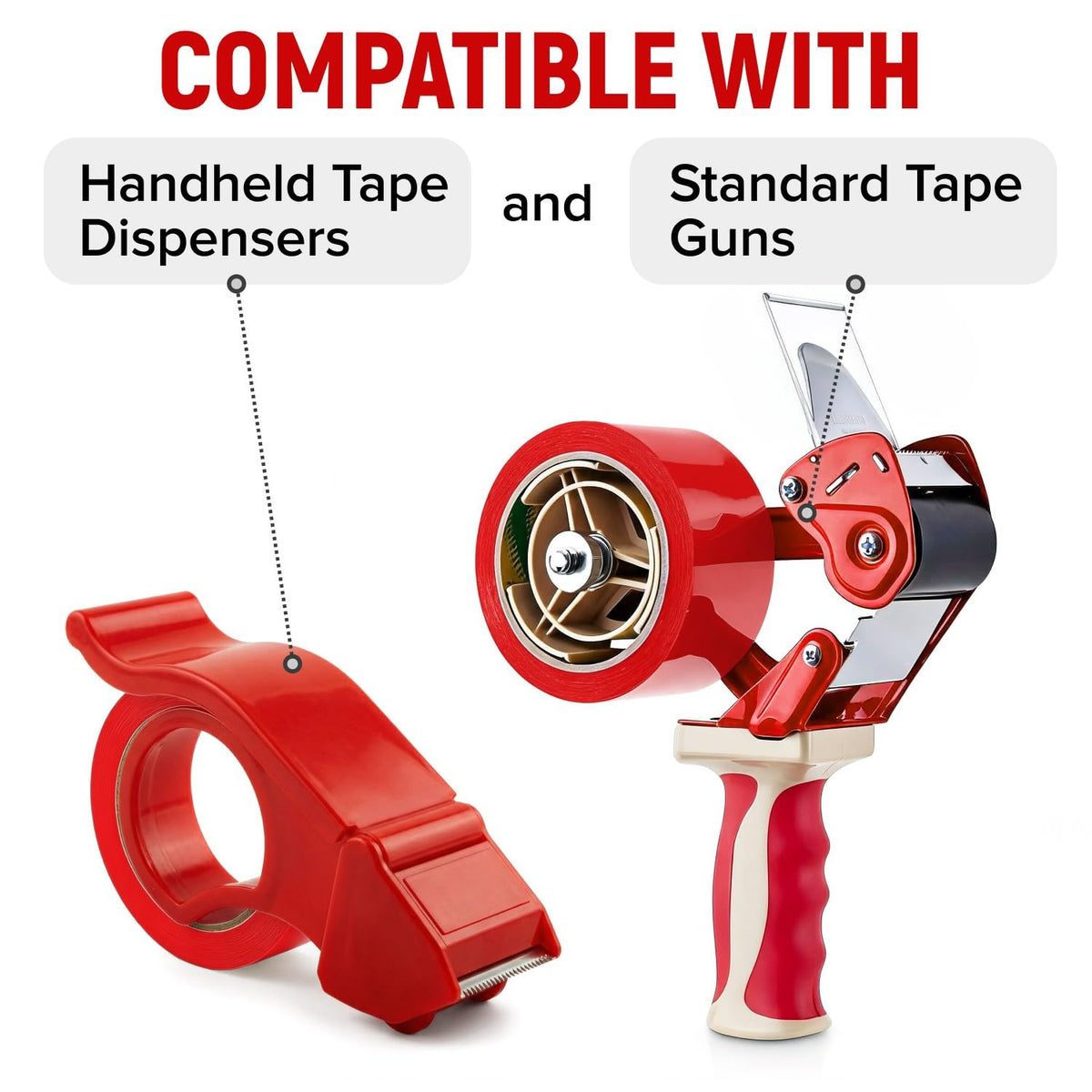 2" x 110 Yards Red Packing Tape, 12 Rolls