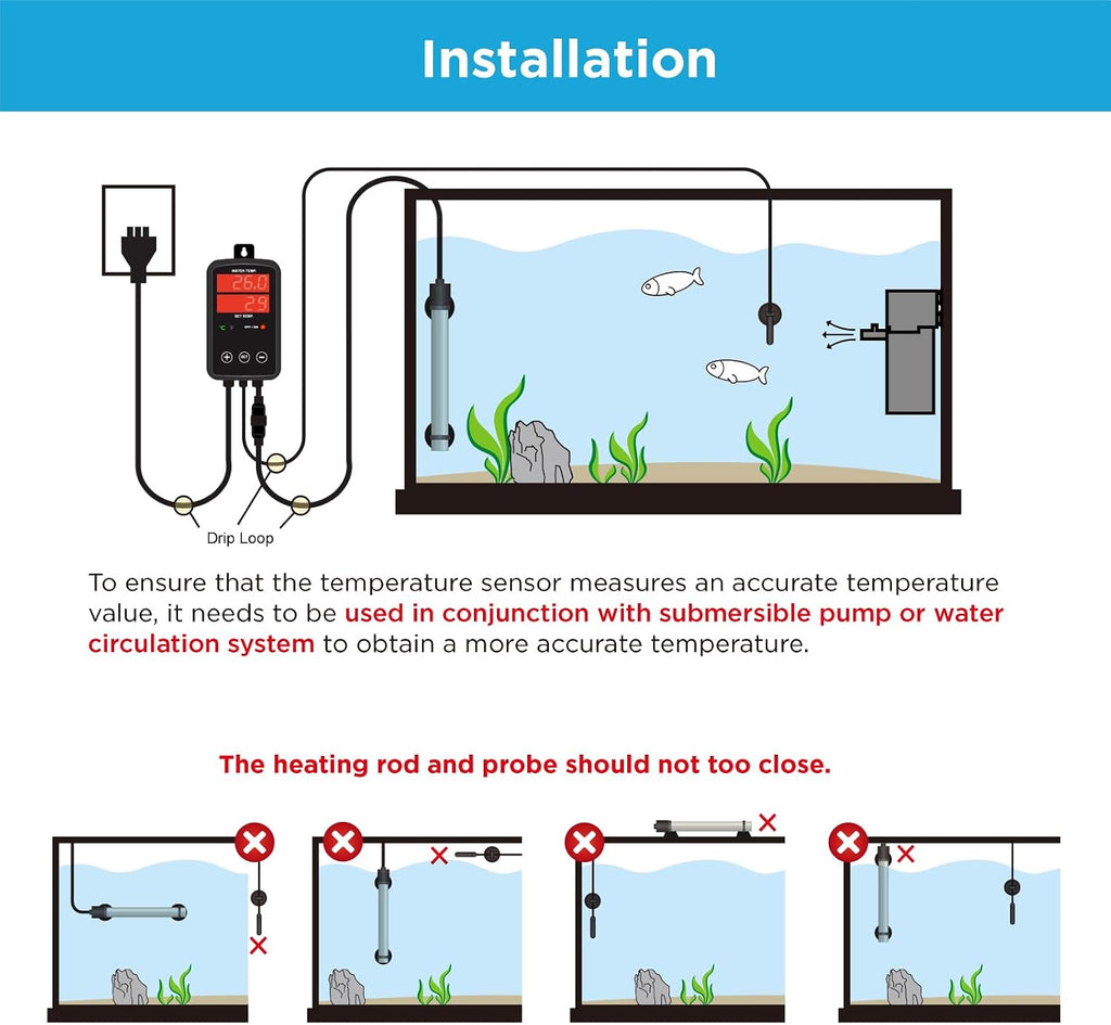Titanium Aquarium Heater 800W, Submersible Fish Tank Heater with Digital Display Temperature Controller, 0℃-40℃