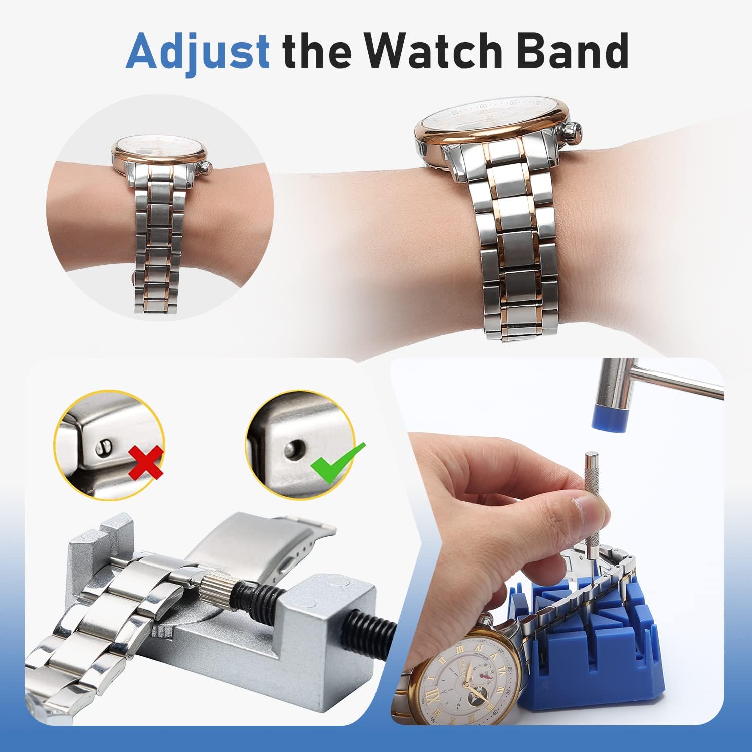 Watch Repair Kit, Professional 208Pcs Watch Battery Replacement | Watchband Link & Back Remover Spring Bar Tool Kit
