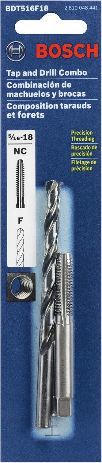 BOSCH BDT516F18 5/16-18 Plug Tap and Size F Drill Bit Combo Set