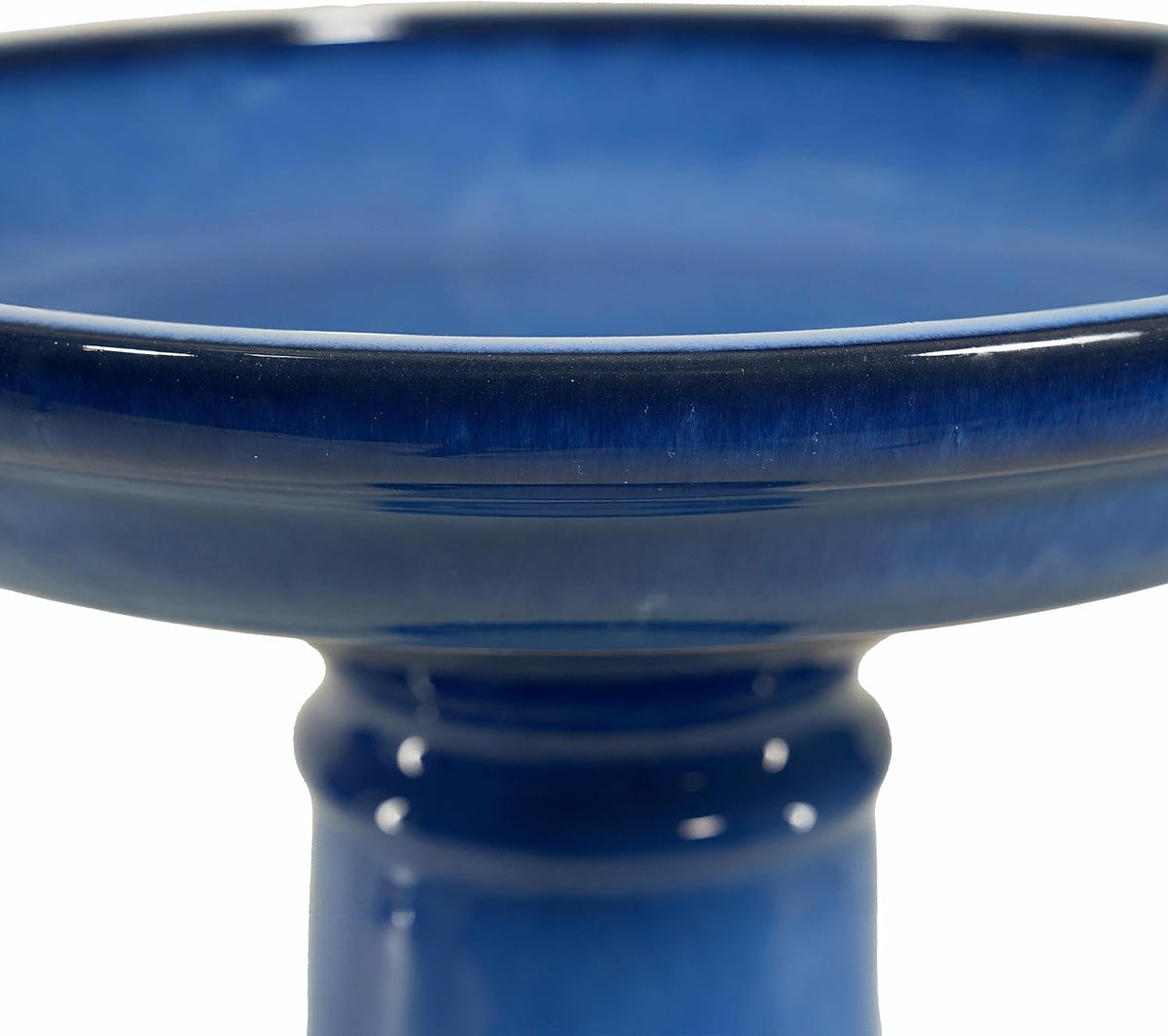 Aviatra Outdoor Ceramic Birdbath with Pedestal Stand and Glossy Finish, Elegant Traditional Birdbath for Garden, Blue