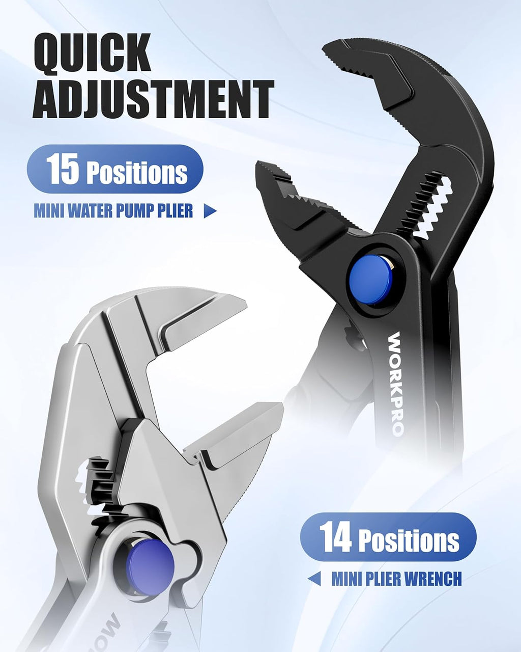 2-Piece Mini Pliers Set with Pouch, 4-Inch Water Pump Pliers & Pliers Wrench, High-Toughness Alloy Steel Mini Groove