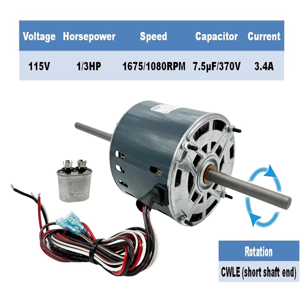 D1092 RV AC Fan Motor Replaces Fasco D1092 Zhongshan Broad-Ocean Y6L457D01L | Coleman mach 1468-3069 7184-0156