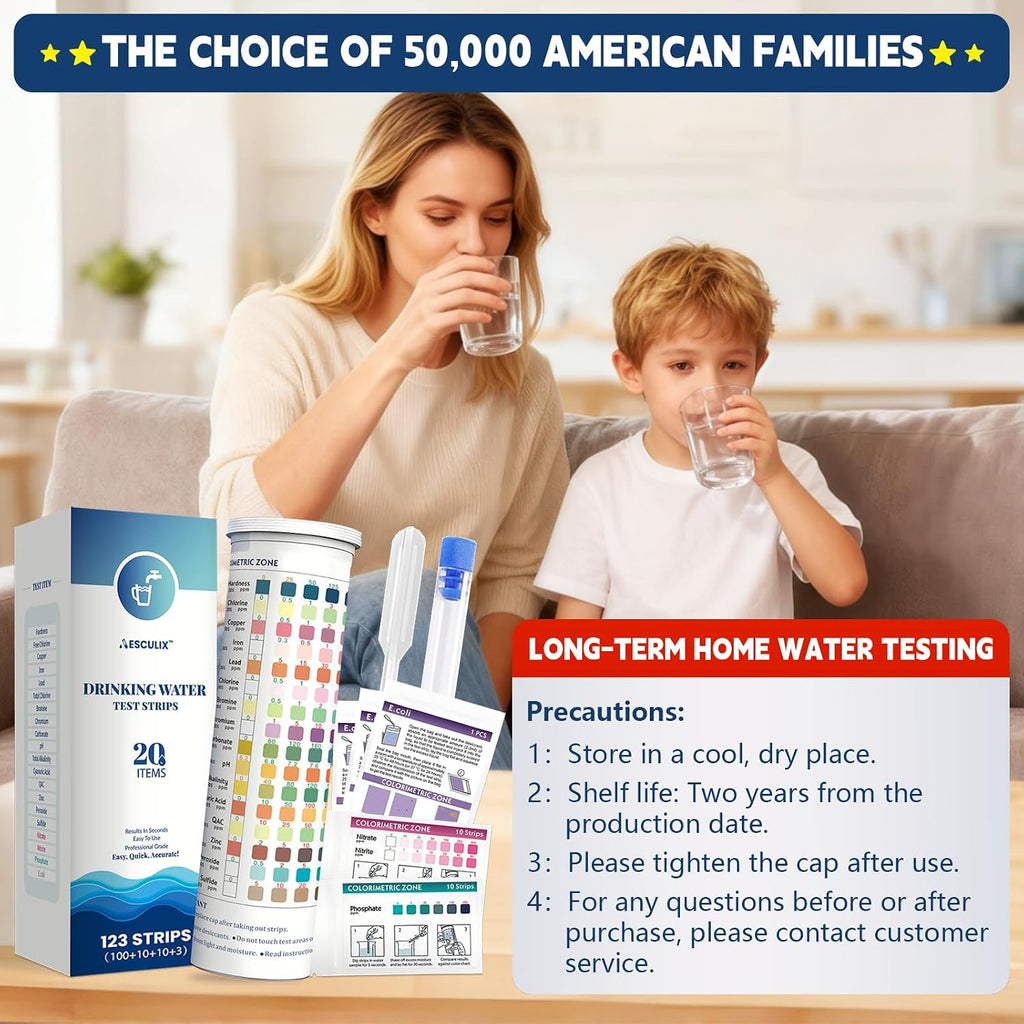 20 in 1 Water Tester for Drinking Water, Well Water Testing Kit, Suitable for Household Tap Water, Natural Water
