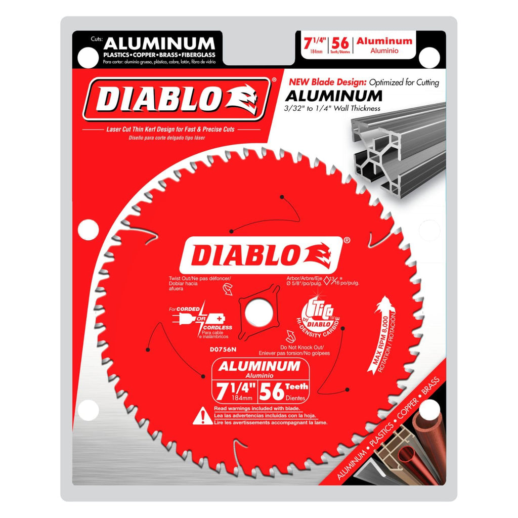 Diablo Saw Blade for Thick Aluminum - 7-1/4" Diameter, 56 TCG Teeth