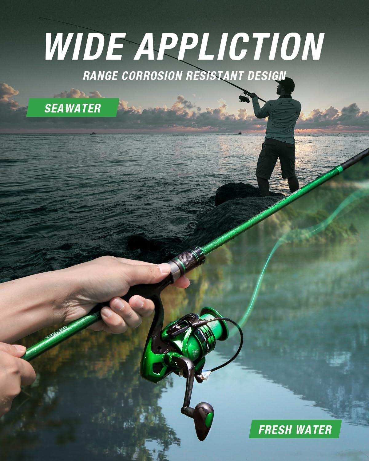 Telescopic Fishing Rod and Reel Combo,Spinning Travel Kit | Graphite Telescopic Fishing Rod,Collapsible Fishing Pole
