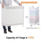 Laundry Hamper with 3 Removable Liner Bags, 132L Laundry Sorter with Lid