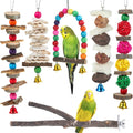 Bird Perch Bird Toys Parakeet Toys,Bird Cage Accessories Wooden Chew Toys Perch Stand for Parrot Conure Cockatiel