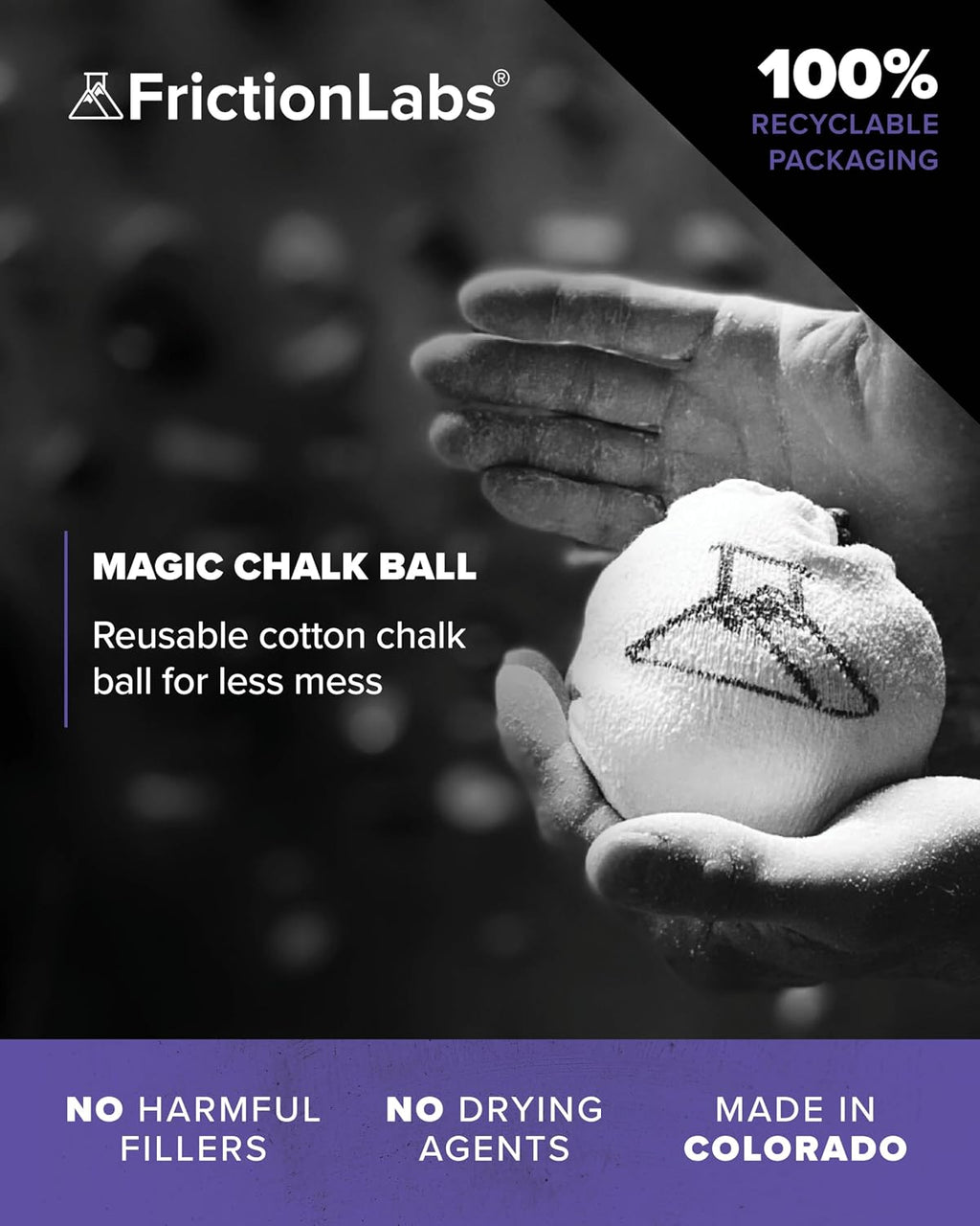 Magic Chalk Ball, Premium Gym Chalk Ball in Refillable Sock | Refillable Chalk Sock, Non-Toxic Gym Chalk for
