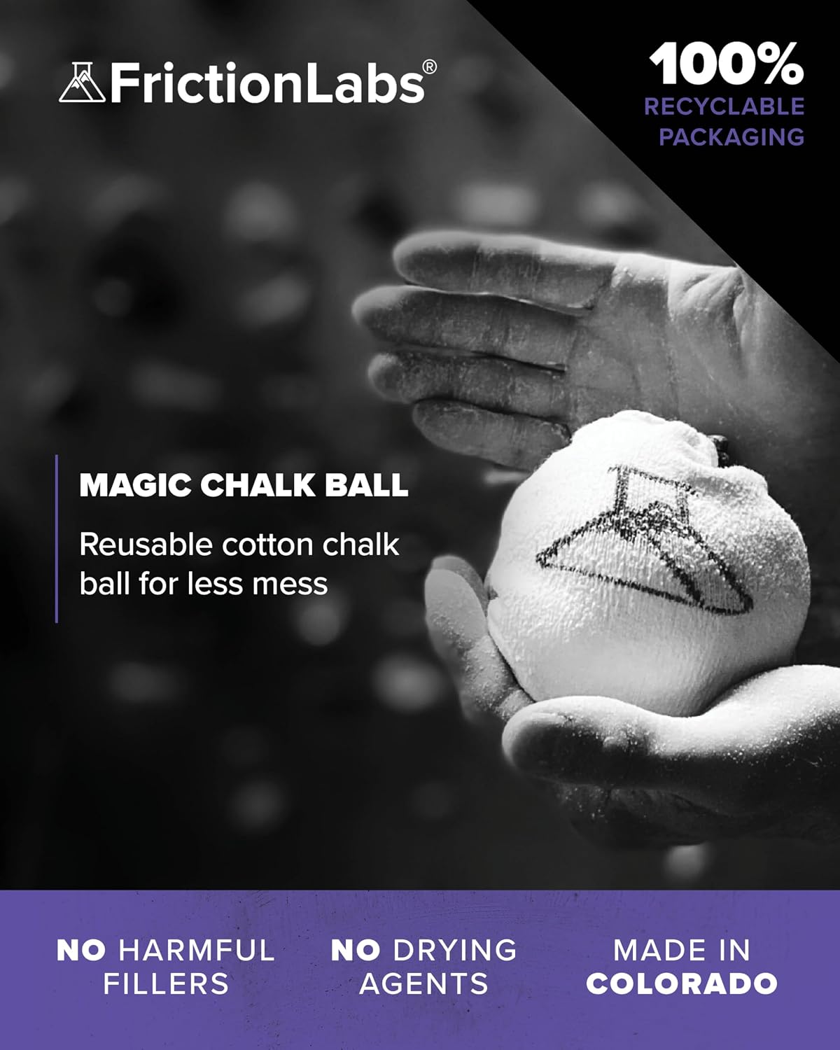 Magic Chalk Ball, Premium Gym Chalk Ball in Refillable Sock | Refillable Chalk Sock, Non-Toxic Gym Chalk for