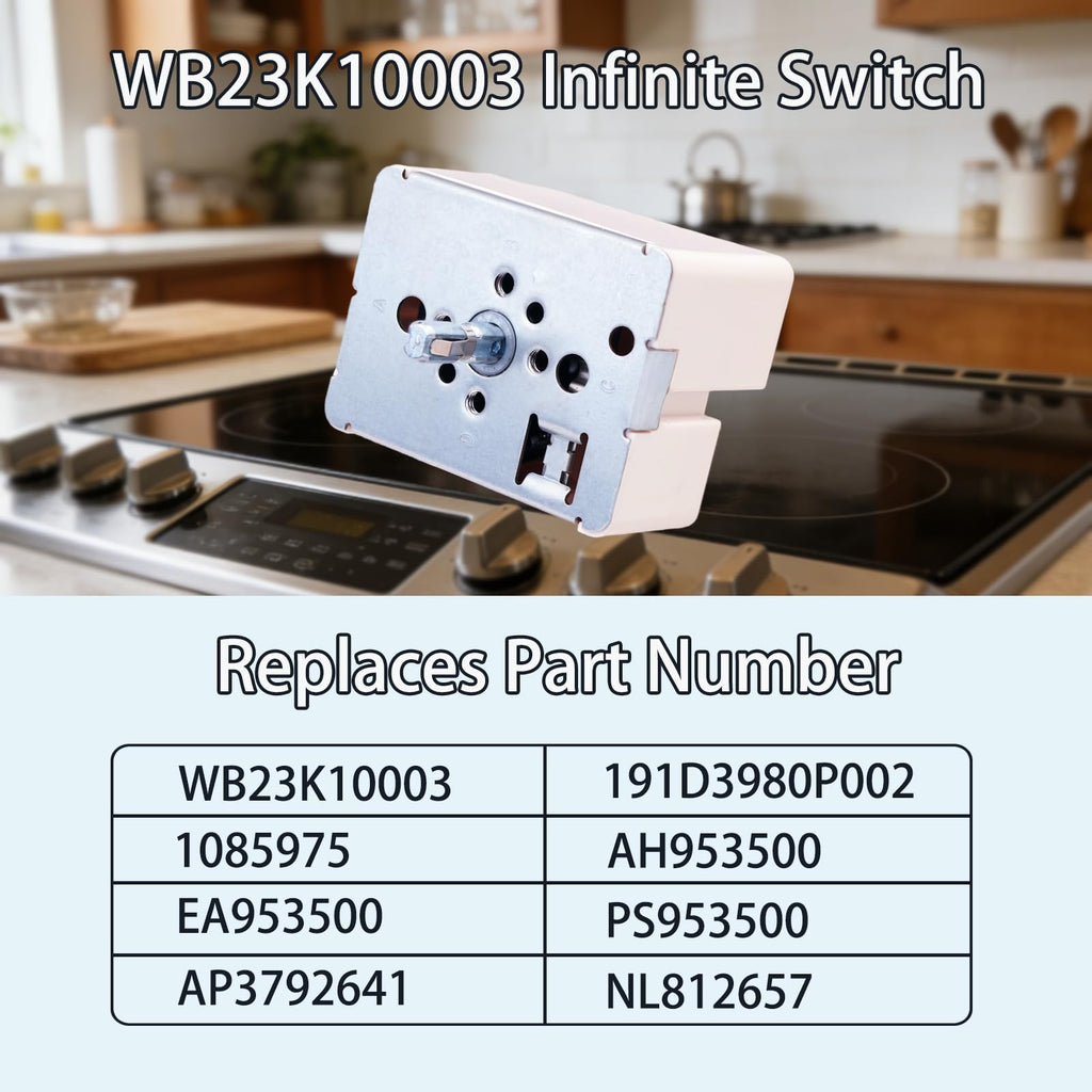 WB23K10003 Infinite Control Switch for GE 8" Electric Cooktop Burner