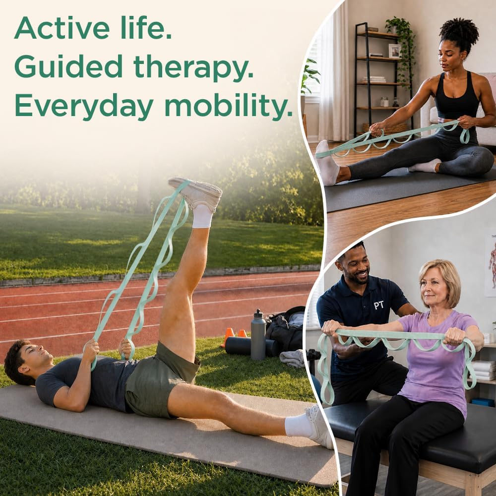 Stretching Strap with 10 Loops for Physical Therapy & Rehab