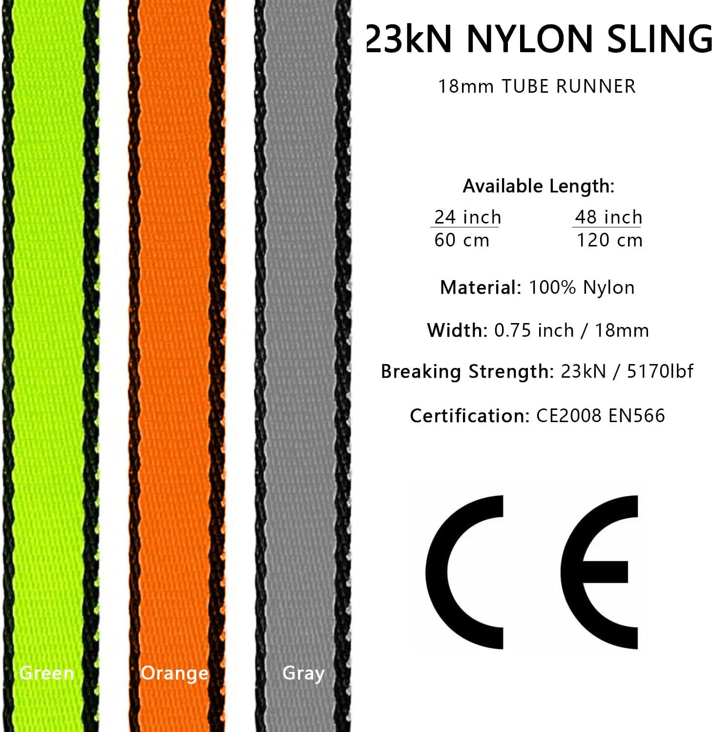 18MM Nylon Climbing Sling Runner 23KN CE2008/EN566 Rock Climbing Webbing Straps for Outdoor Climbing, Rappelling