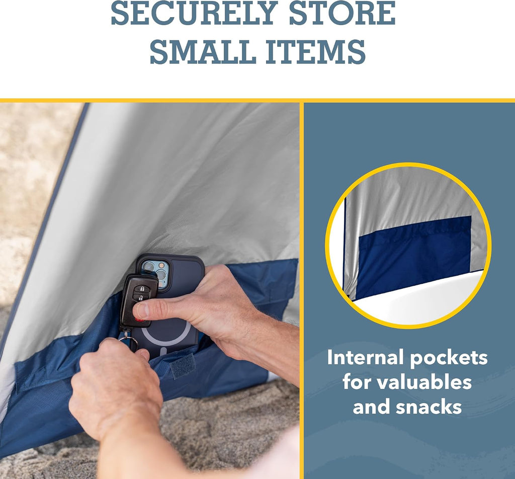 Premiere UPF 50+ Umbrella Shelter with Patented Side Panels and Tilt Mechanism, Heavy-Duty 1.25 Inch Center Pole