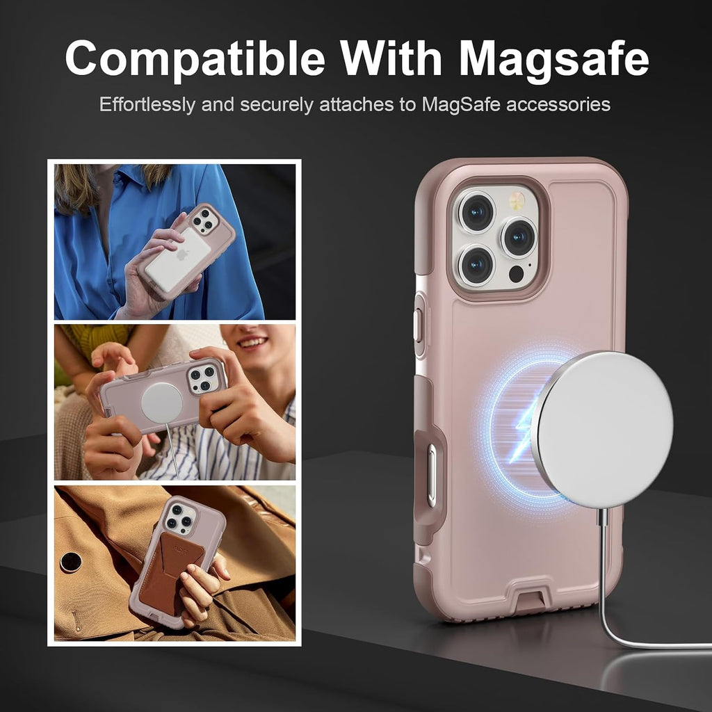 for iPhone 16 Pro Case, Compatible with MagSafe, Heavy Duty Shockproof Protective Phone Case, Anti-Drop Protection