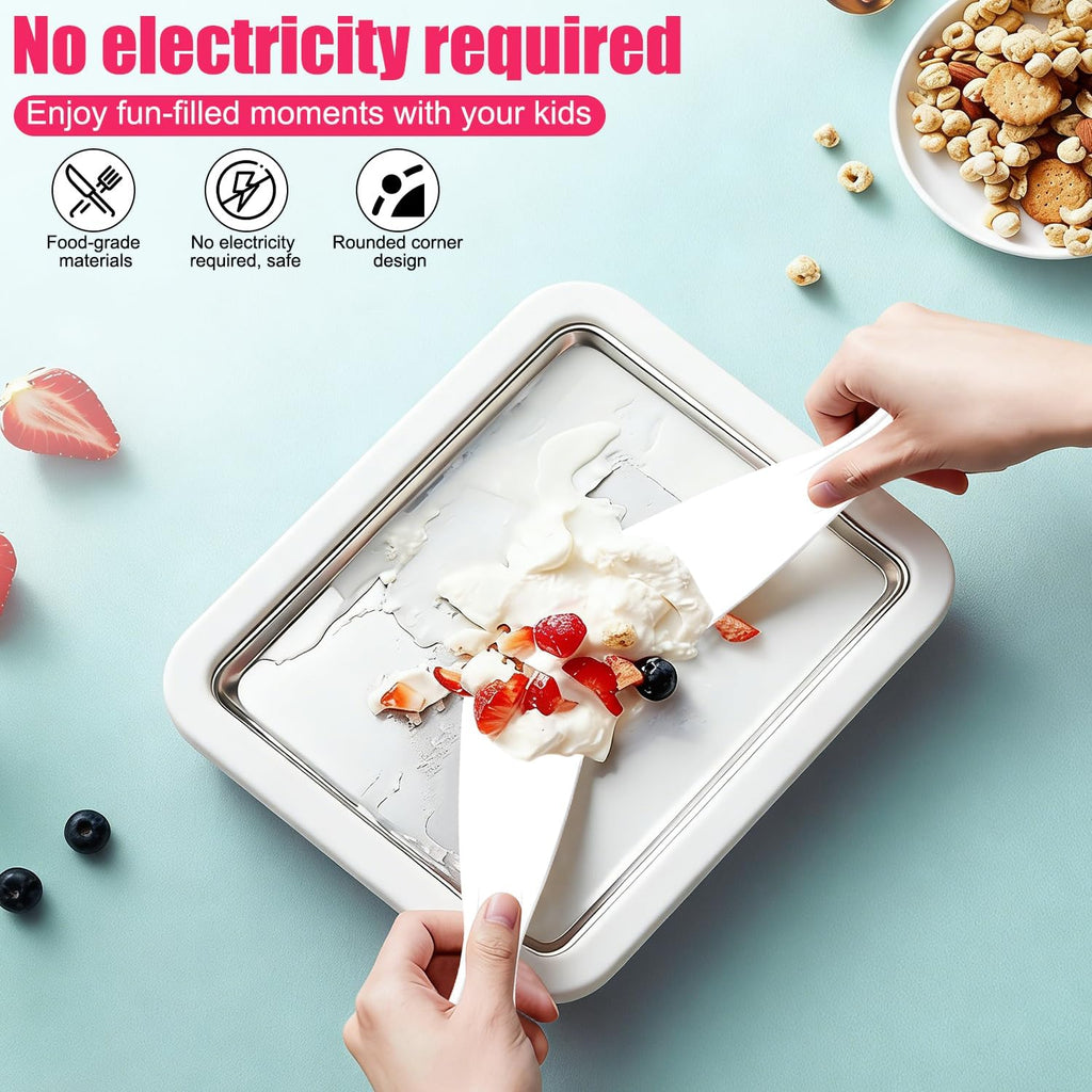 Instant Ice Cream Maker, Rolled Ice Cream Maker, Frozen Yoghurt Plate Instant Gelato Pan Roll, Homemade DIY for Fun