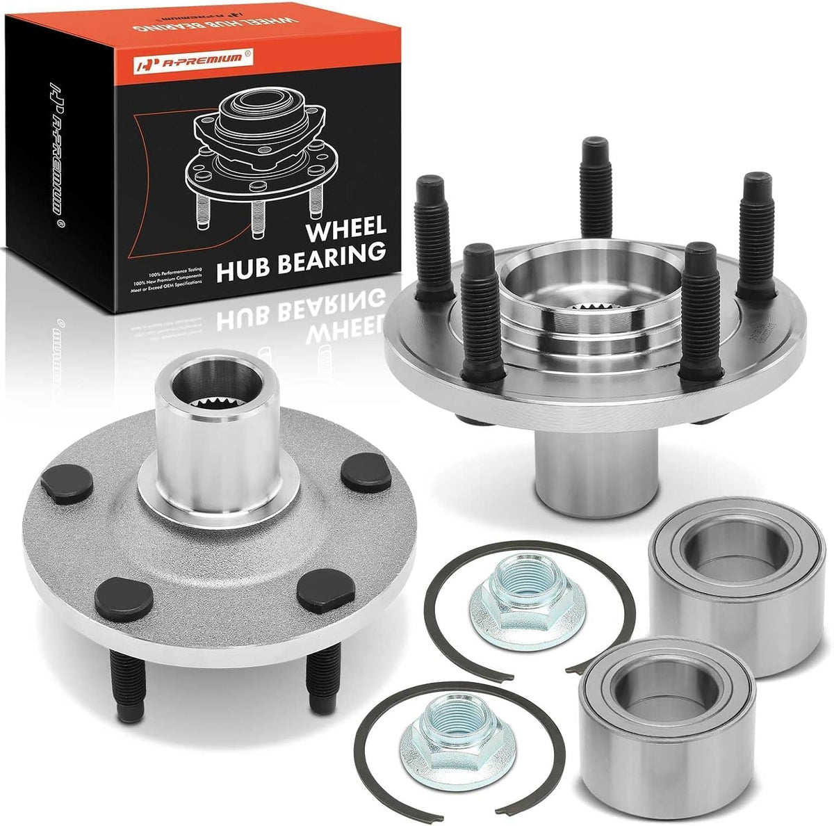 A-Premium 2 x Front Wheel Bearing and Wheel Hub Kit with 5-Lug