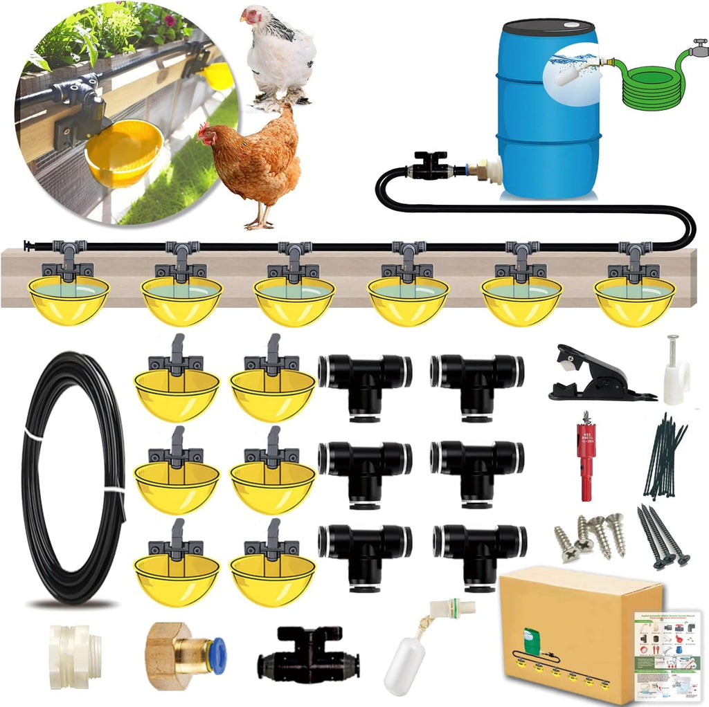 Automatic Chicken Water System, Complete Set with Large Water Cup,Pipeline
